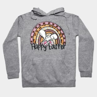 Happy Easter Bunny Rainbow Cheetah Pattern Design Hoodie
